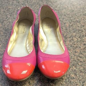 Coach Pink and Coral Cap-Toe Ballet Flats